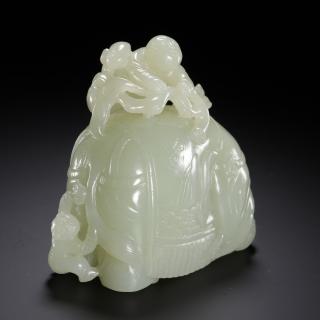 清代 和田玉太平有象摆件 规格:高8cm宽8.8cm重414.5克